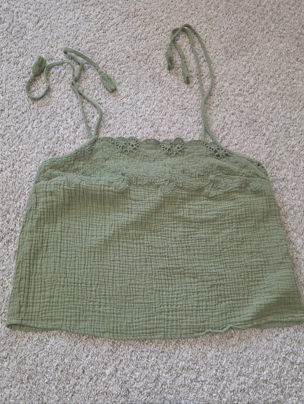 Universal Thread Olive Green Lace-Trim Tie-Strap Cami